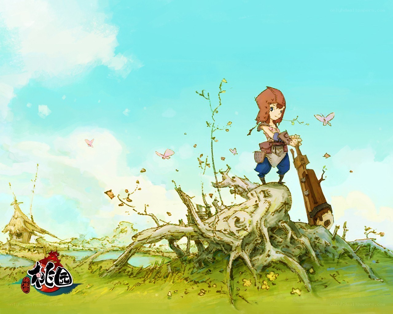 child on a tree stump