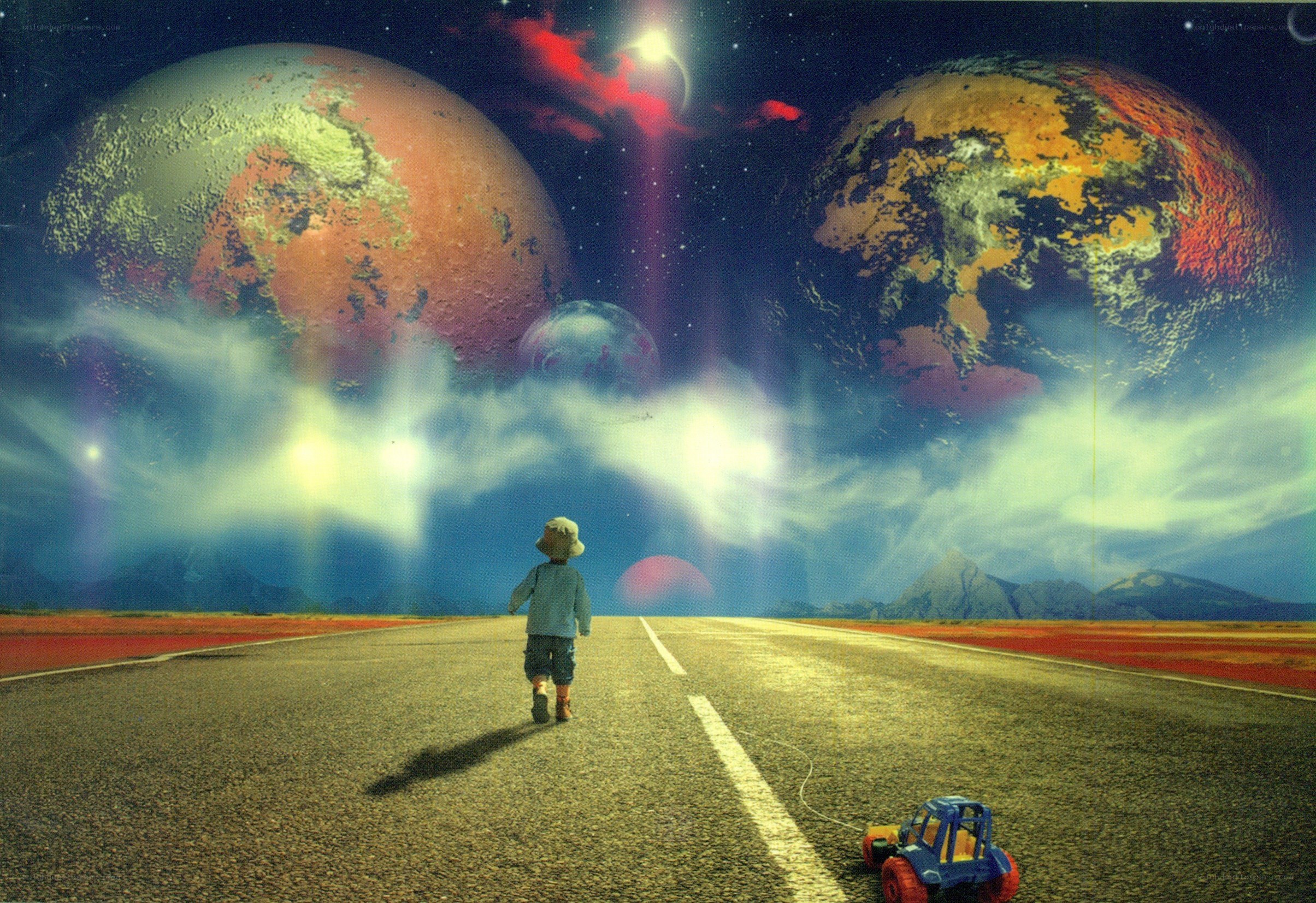 Child on alien road