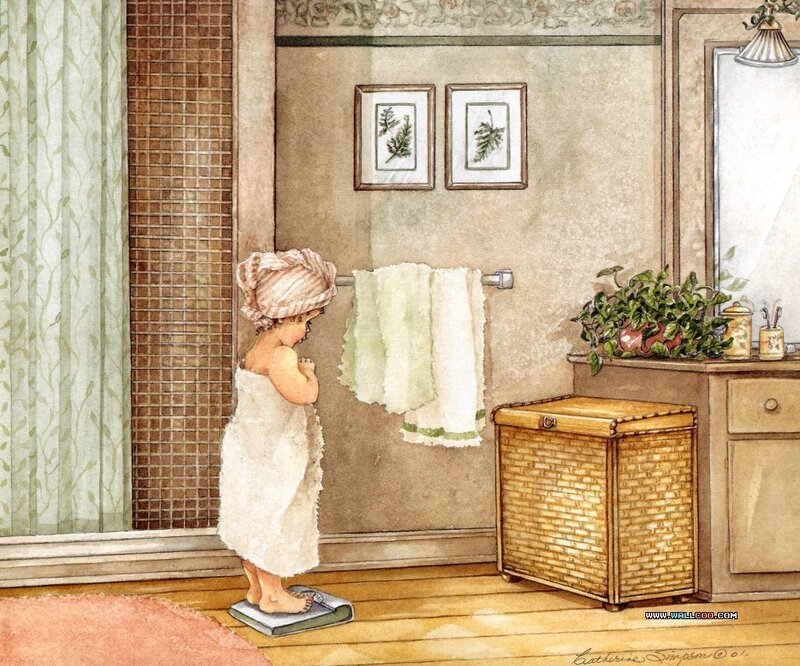 child on bathroom scale
