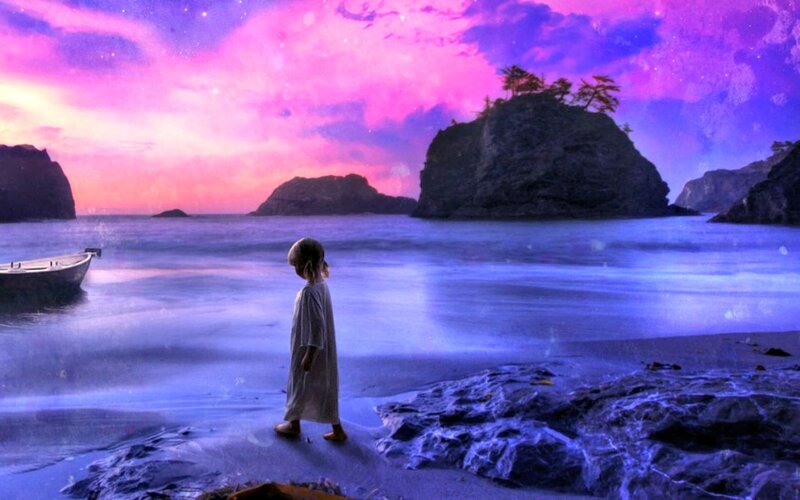 Child on Beach at Dusk