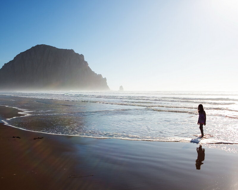 Child on Beach at Sunset — Blue