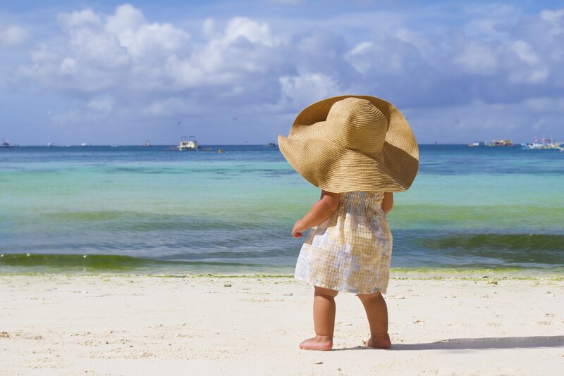 Child on Beach — Blue, Serene, Afternoon