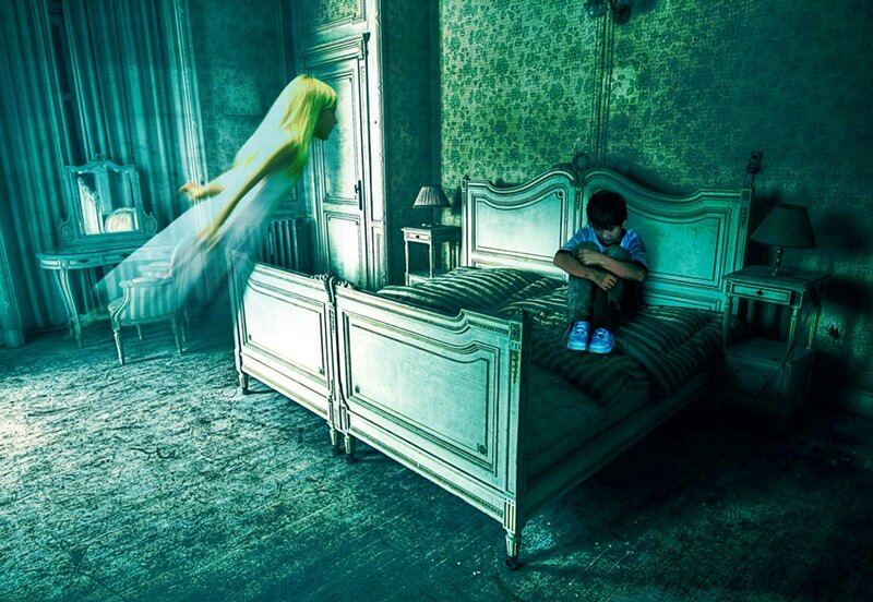 Child on Bed with Ghost