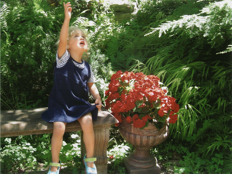 Child on Bench — Green, Serene