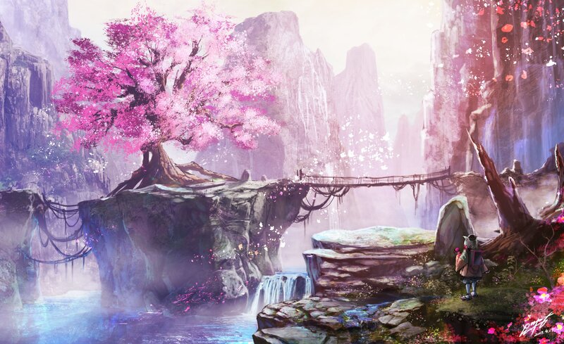 Child on Cliff Edge — Pink