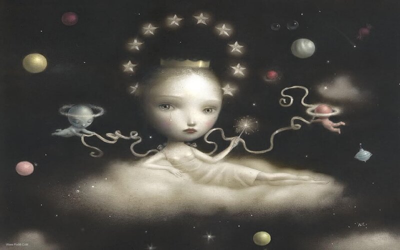 Child on Cloud in Space