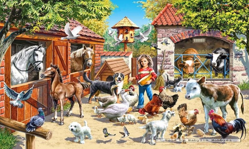 Child on Farm with Animals