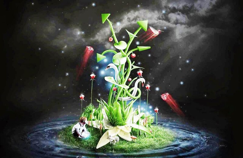 Child on Floating Island — Green