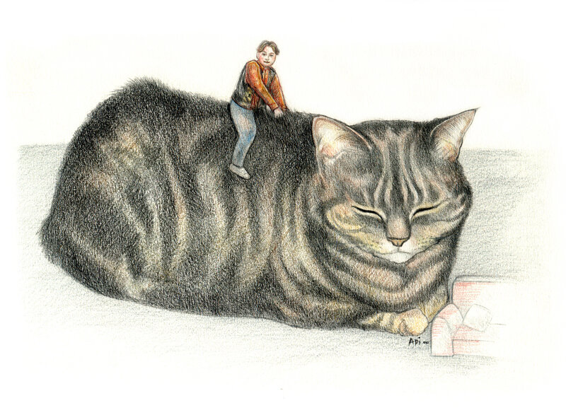 Child on Giant Cat