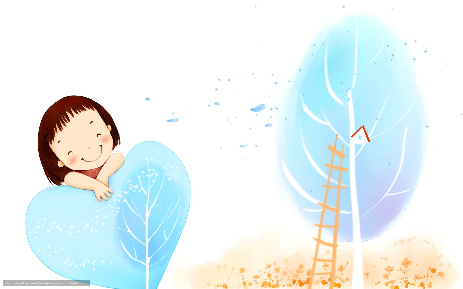 child on heart-shaped leaf