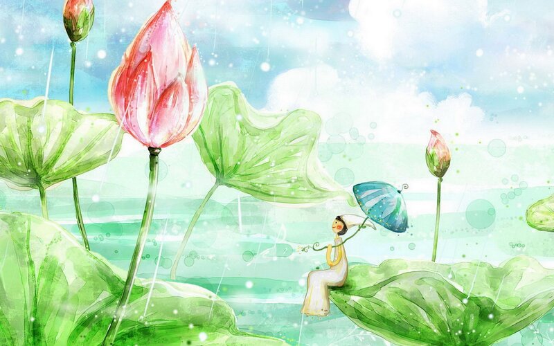 Child on Lotus Leaf — Green