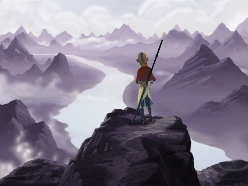 Child on Mountain Peak — Purple