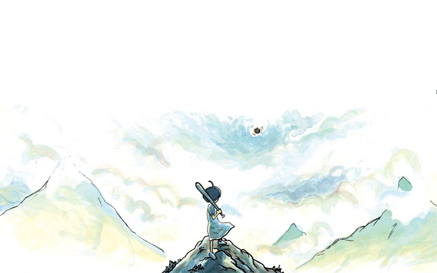 child on mountain with sword