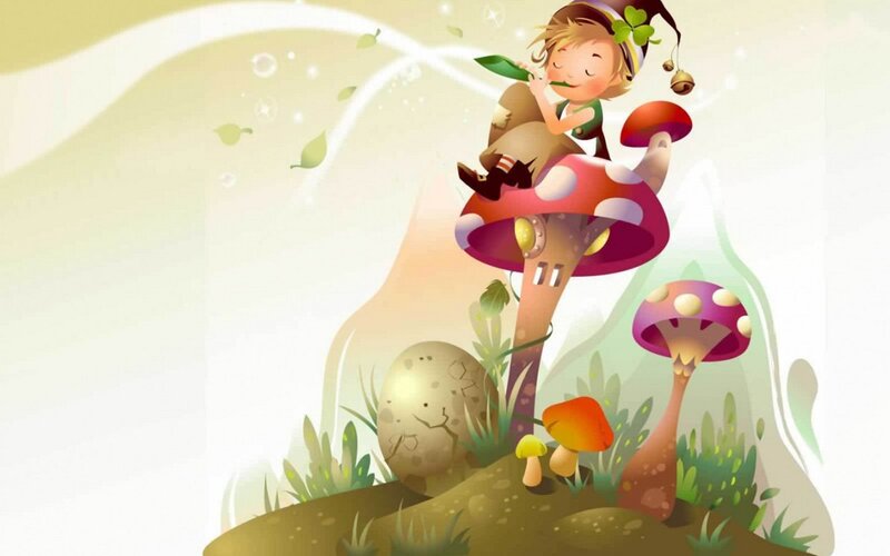 Child on Mushroom — Green