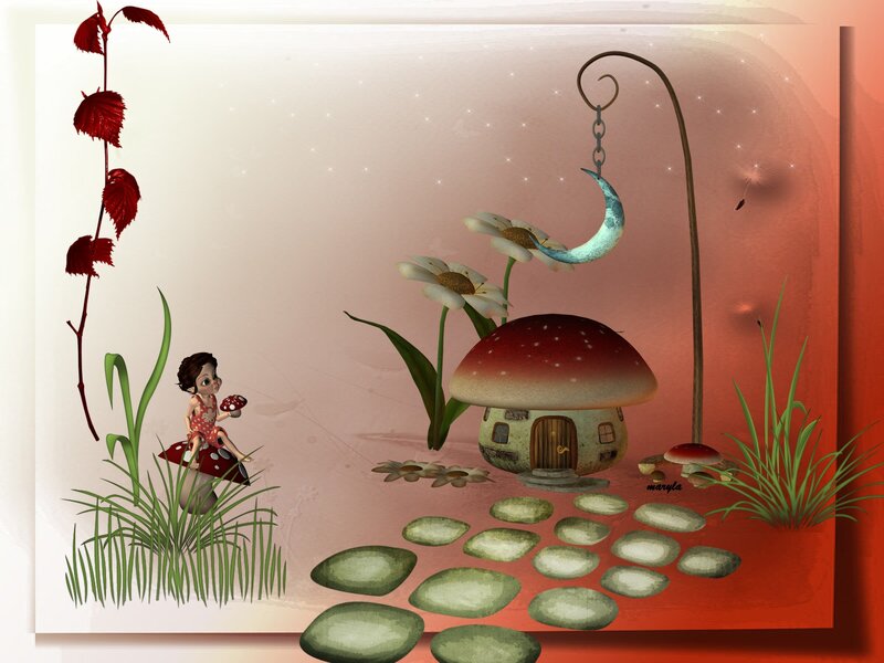 Child on Mushroom — Red