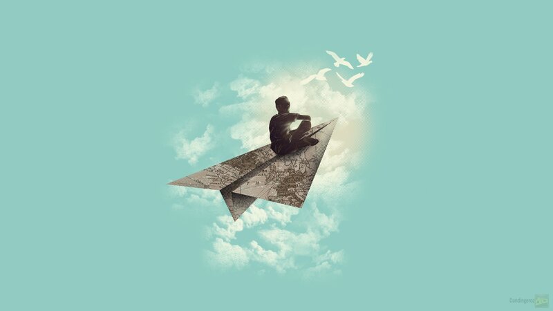 Child on Paper Airplane
