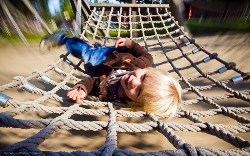 Child on Rope Bridge — Brown