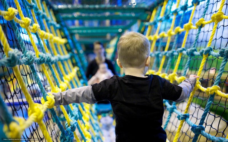 Child on Rope Bridge — Yellow