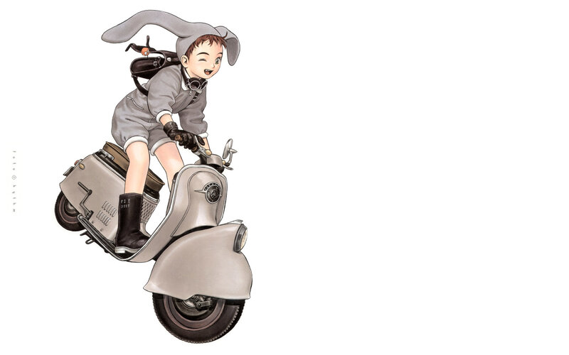 child on scooter illustration