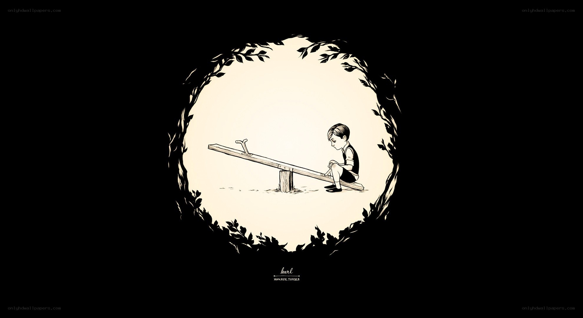 child on seesaw in circle