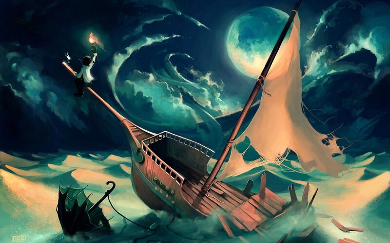 Child on Shipwreck — Blue