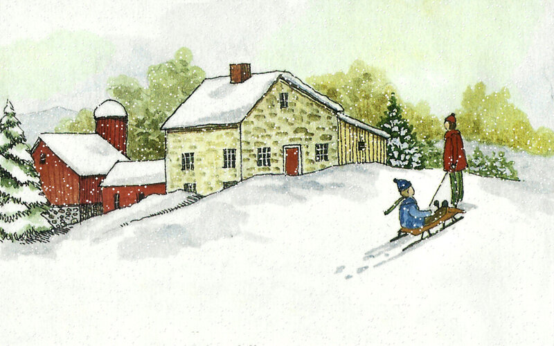 Child on Sled with Adult