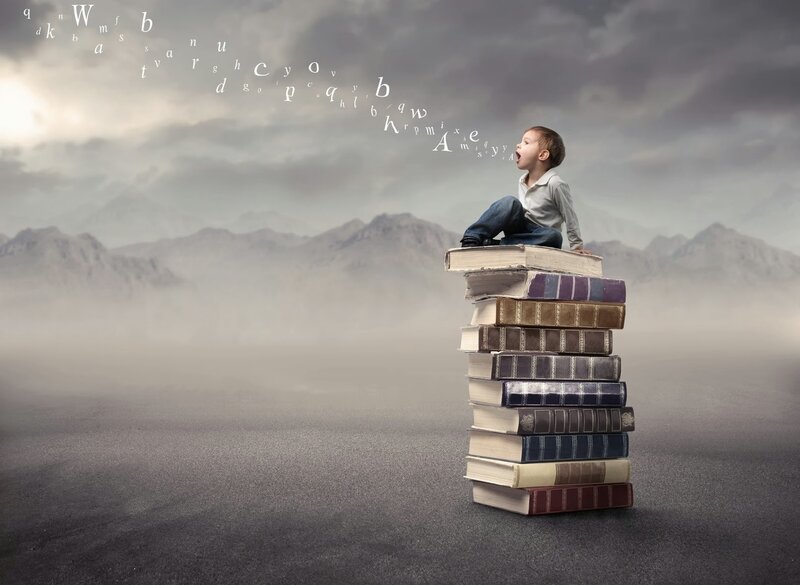 Child on Stack of Books