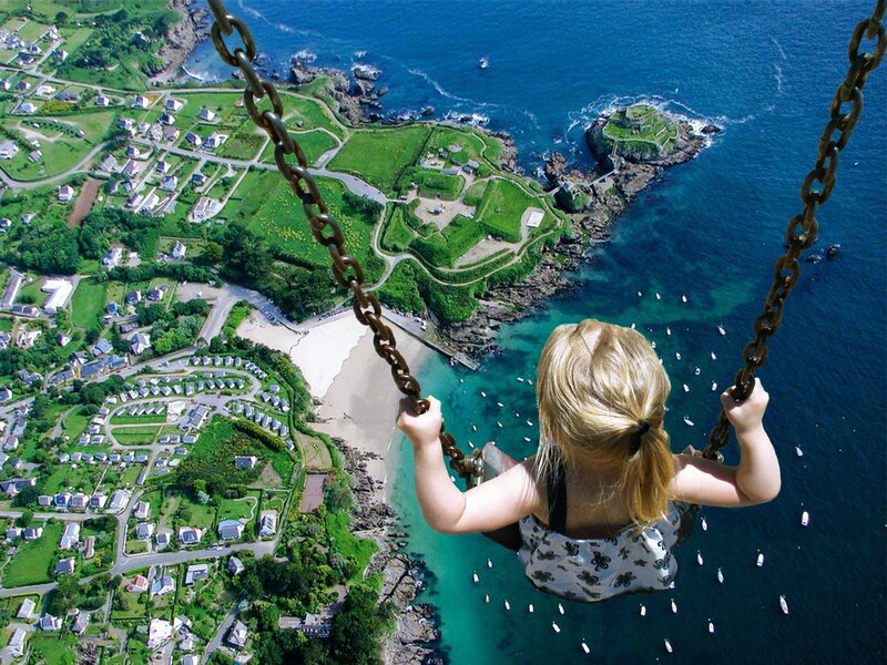 Child on Swing — Blue, Serene