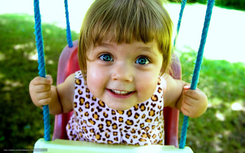 Child on Swing — Green, Playful