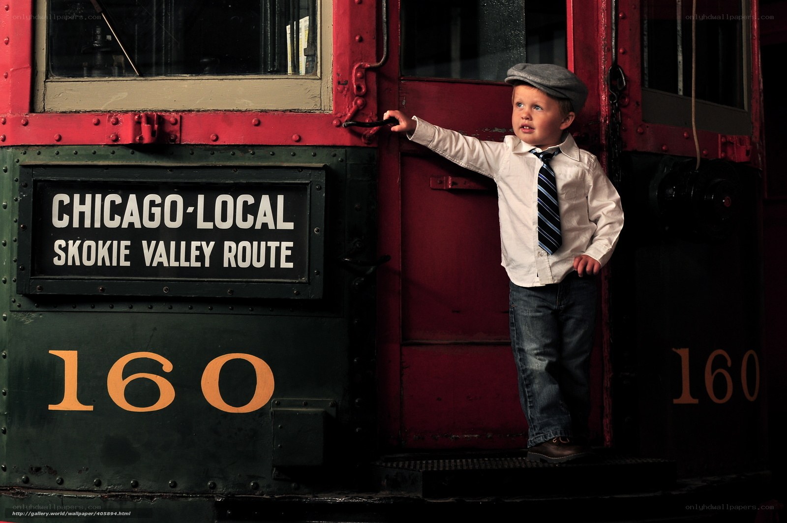 child on train step