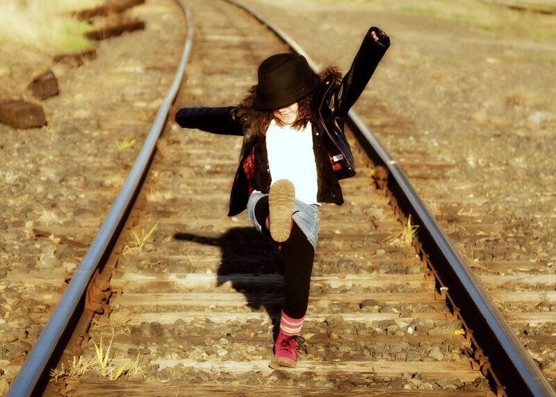 Child on Train Tracks — Brown