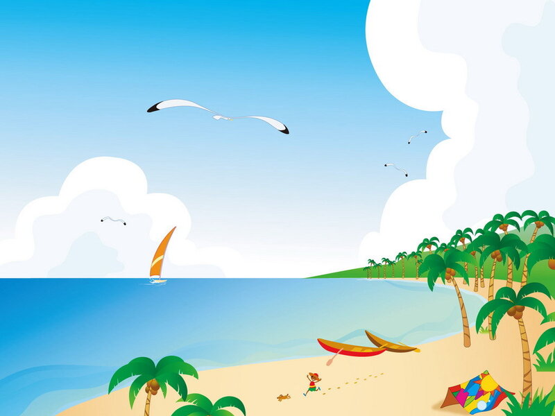 Child on Tropical Beach — Blue, Serene