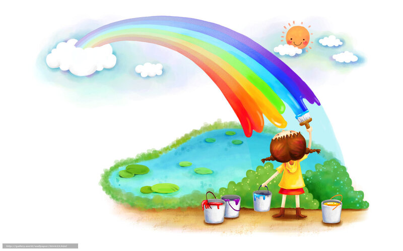 Child Painting Rainbow