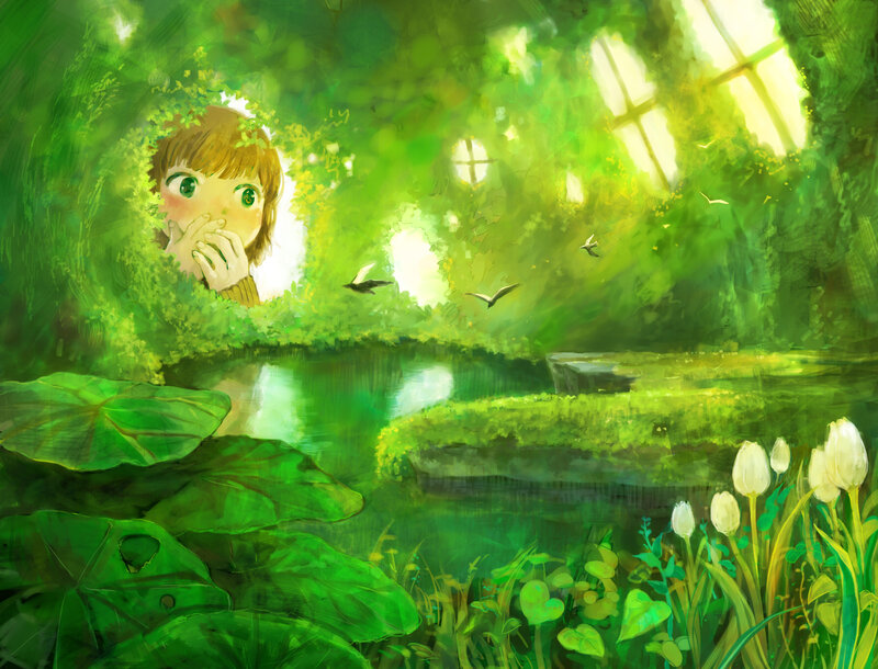 Child Peeking from Foliage