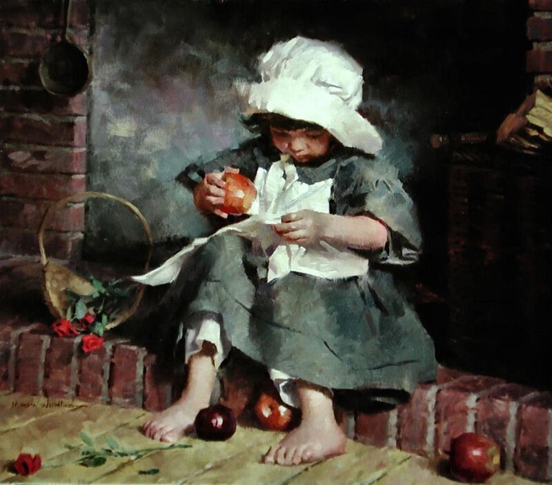 Child Peeling Apple