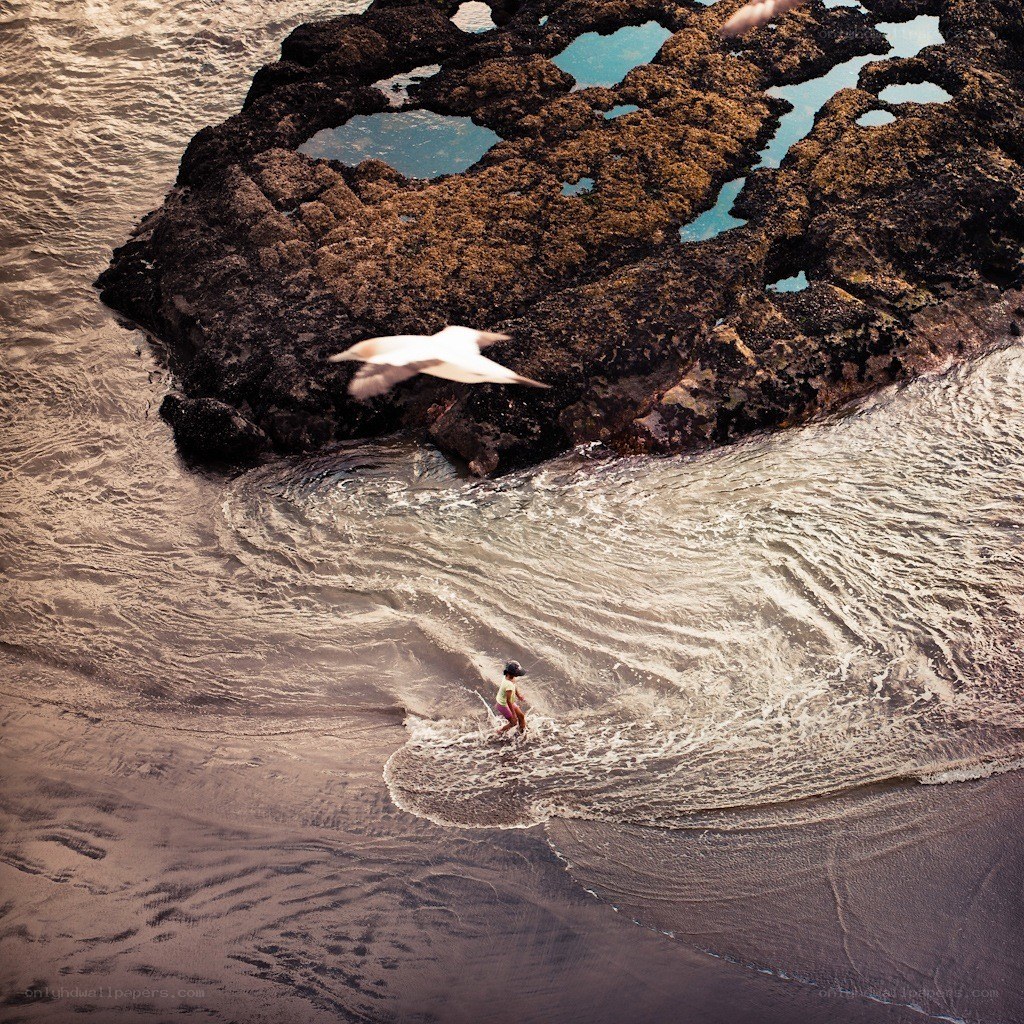 Child playing at the beach