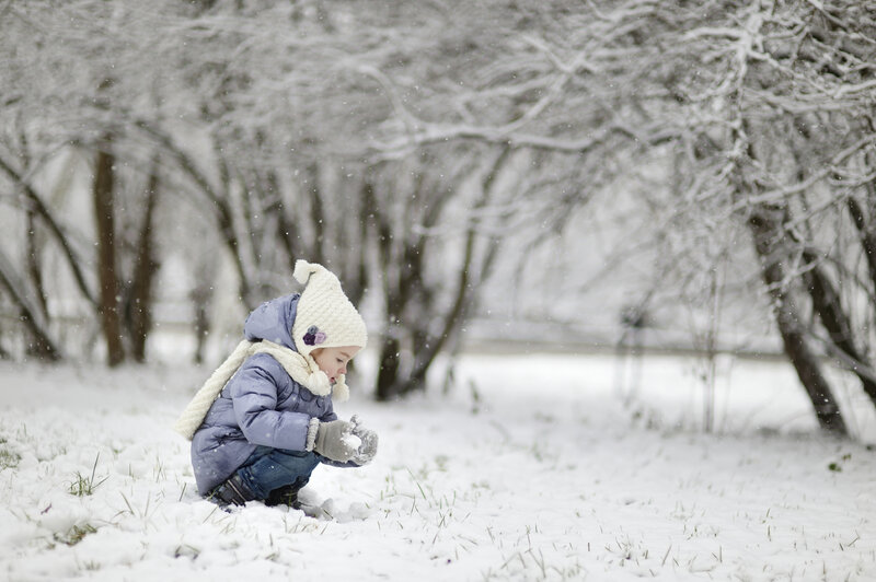Child Playing in Snow — White, Calm