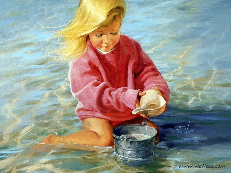 child playing in water