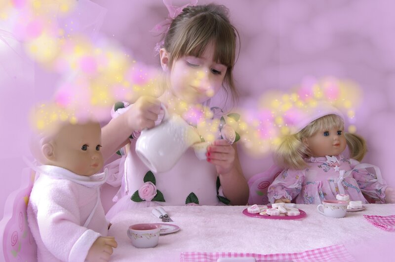 child playing tea party