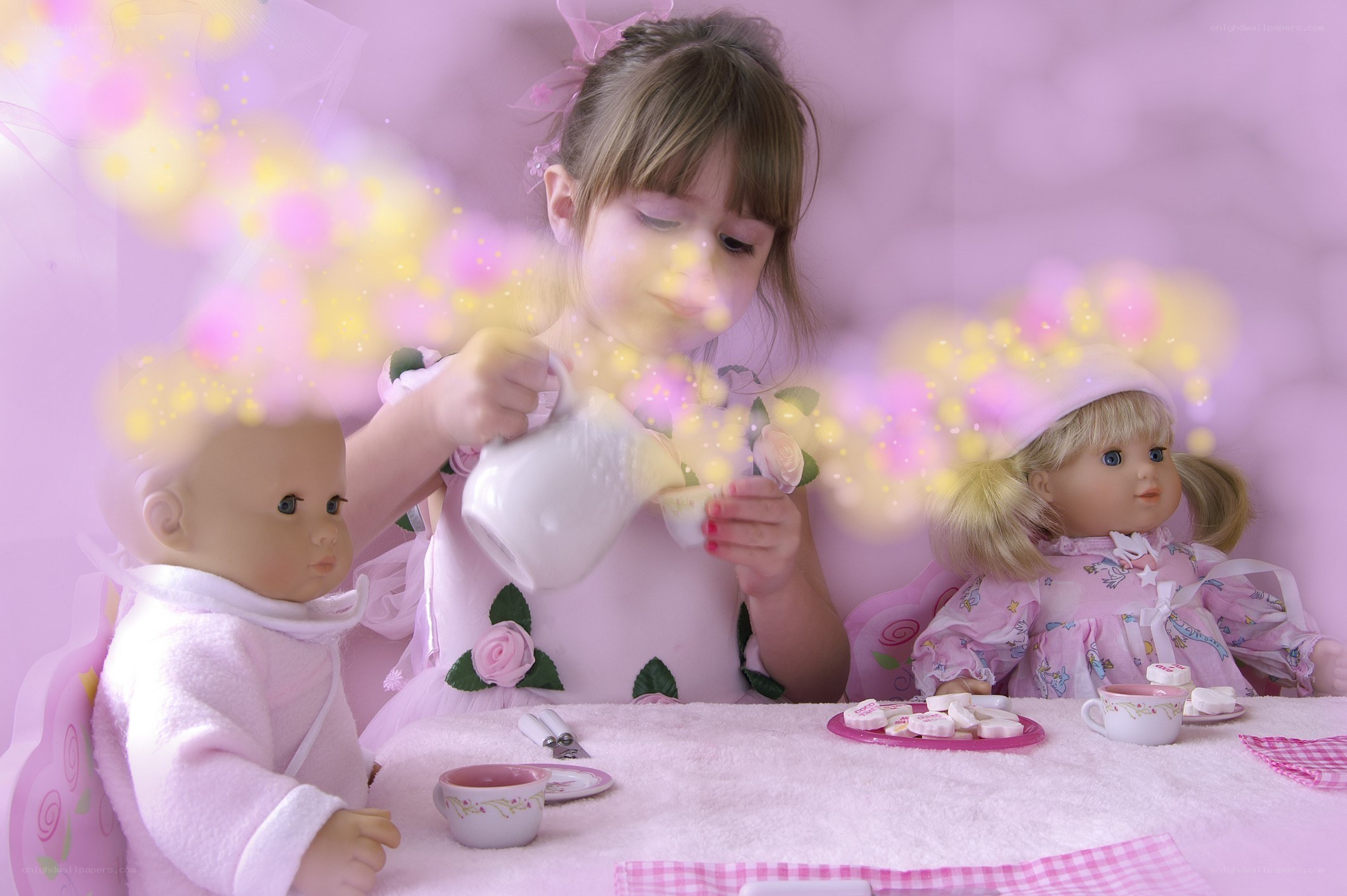 child playing tea party
