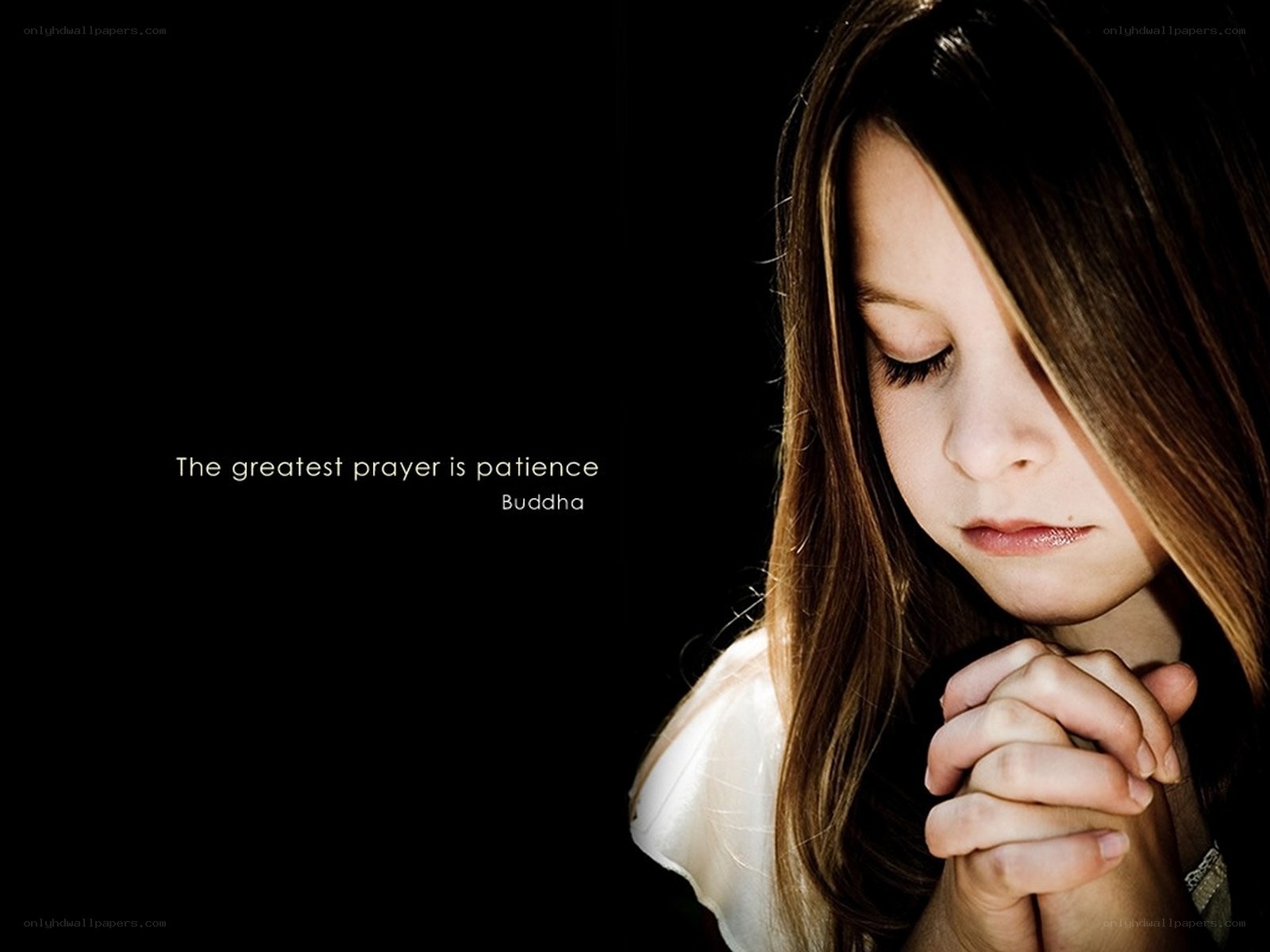 child praying with quote