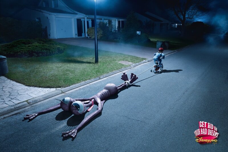 Child Pulling Alien — Blue, Surreal