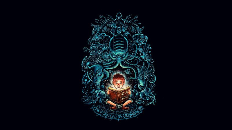 Child Reading Book — Black, Dark
