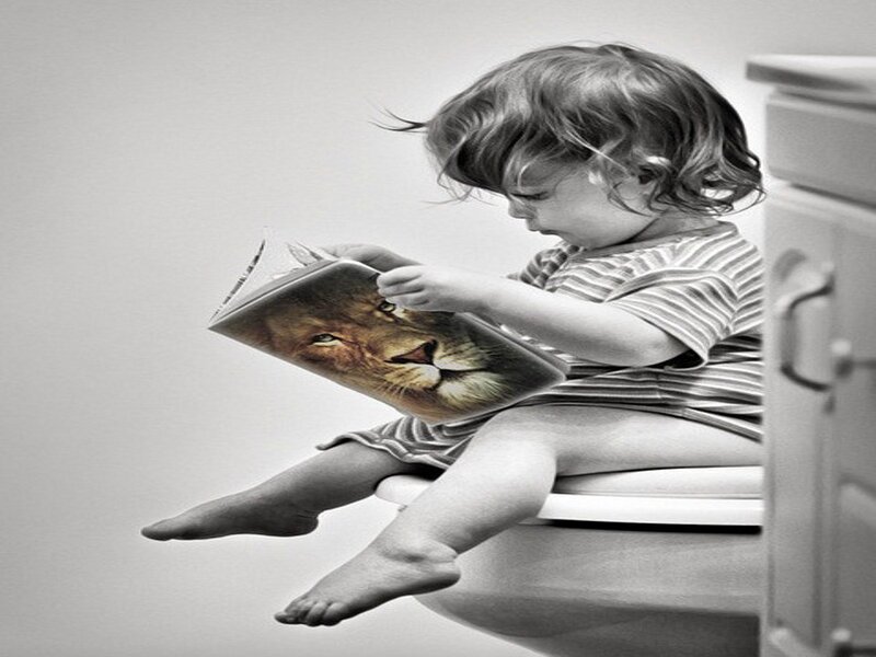 Child Reading Book — Black