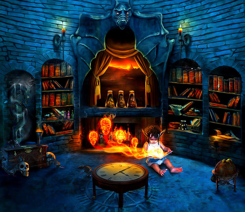 Child Reading Book — Blue