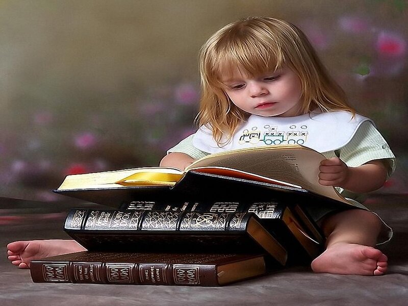 Child Reading Book — Brown, Calm, Photograph