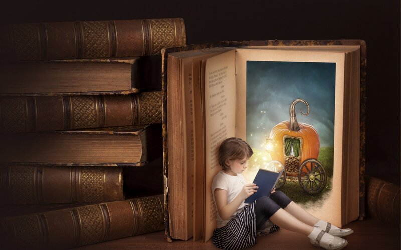 Child Reading Book — Brown, Magical