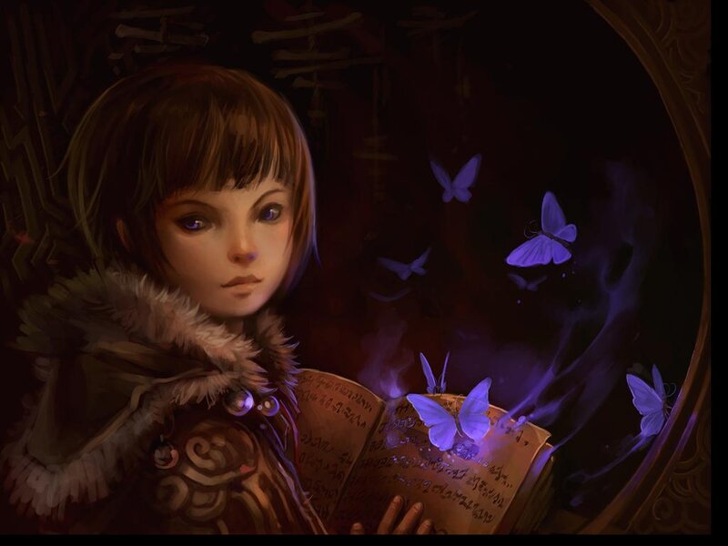 Child Reading Book — Purple