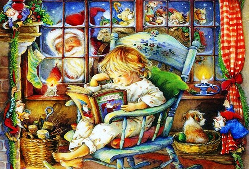 Child Reading Book — Red, Cozy
