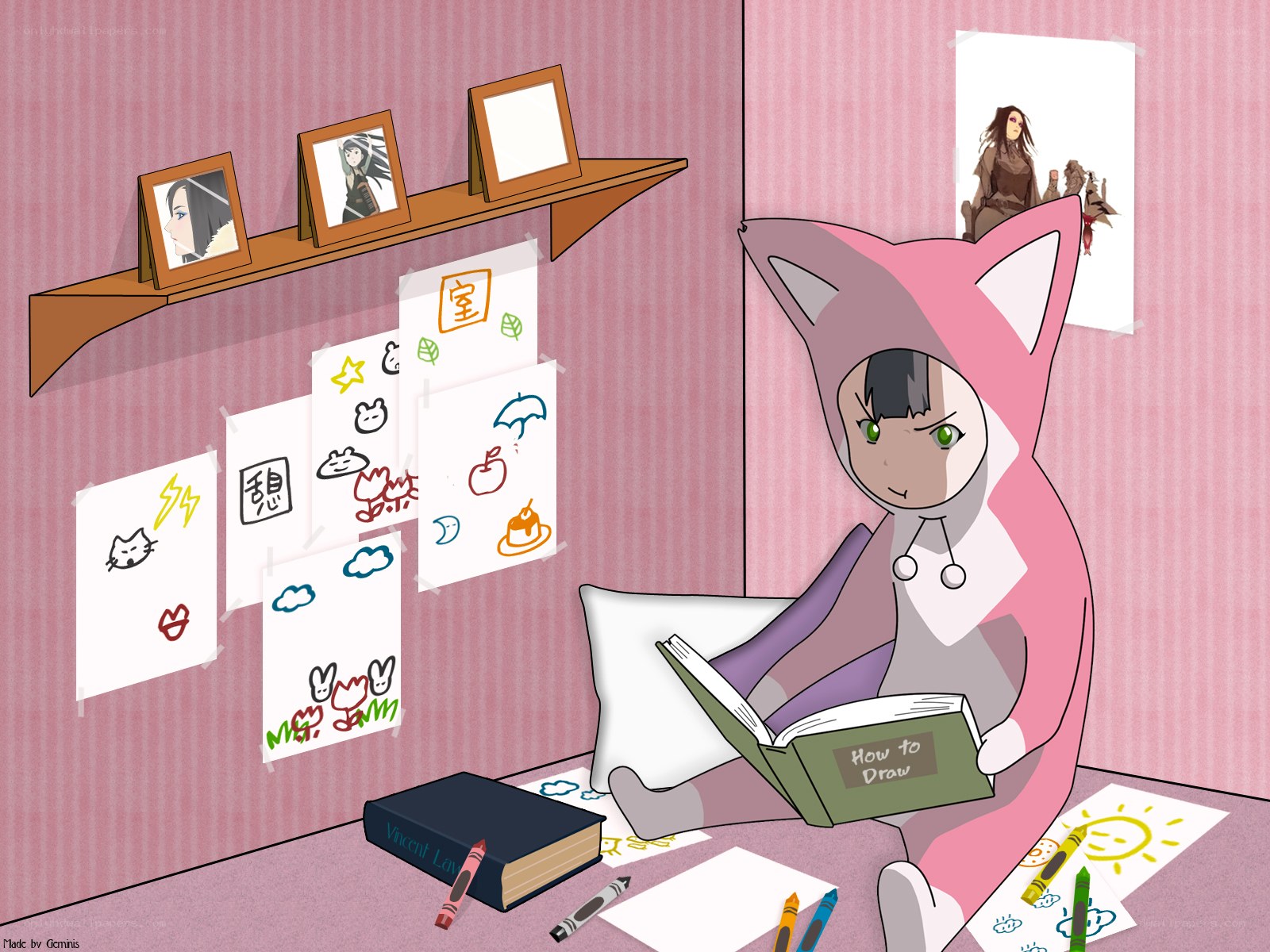 child reading drawing book